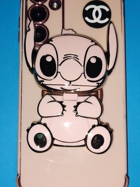New! Pink Stitch Phone Grip With Mirror
